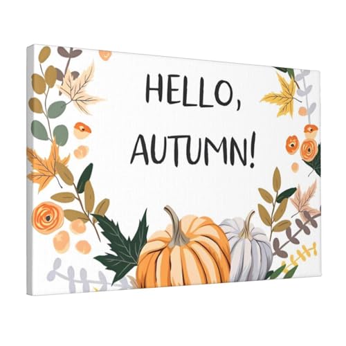Hello Autumn Poster pour salon et bureau | Toile automnale cocooning 30x45cm