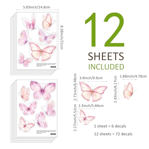 Vinilos Decorativos de Mariposas Acuarela Rosa para Pared miniatura 2