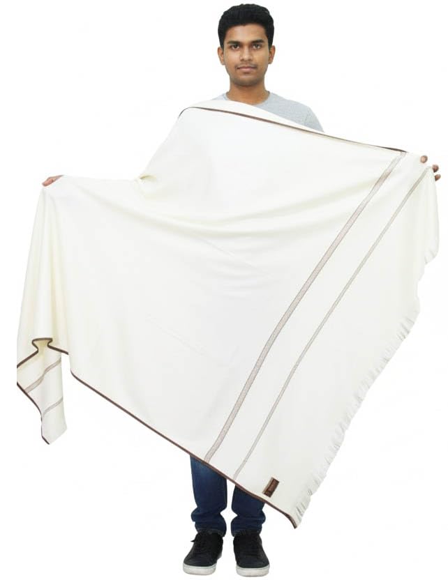 v vrinde Vrinde White Wool Self Design Men's Shawl KA-SWL-14-picture-12