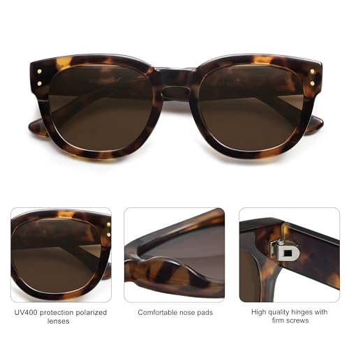 SOJOS Retro Round Polarized Sunglasses for Men Women Vintage Classic Thick Womens Square UV400 Shades SJ23214