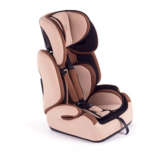 Baby Vivo Kinderautositz Autokindersitz Autositz Kindersitz TOM von 9-36 kg für Gruppe 1+2+3 mitwachsend ab 15 Monaten bis 12 Jahre in Braun/Beige