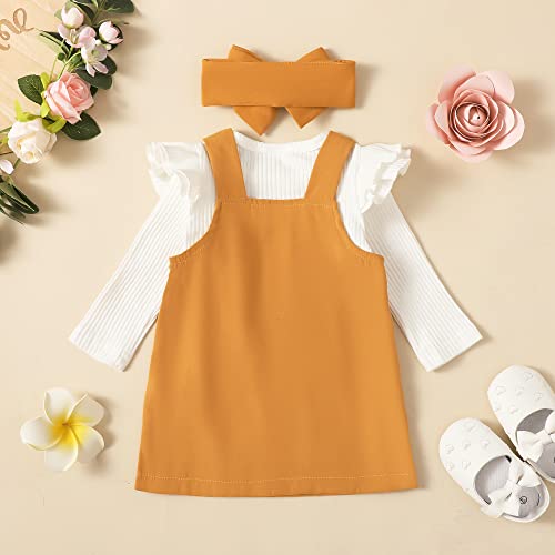 Image of Newborn Baby Girl Clothes Toddler Long Sleeve Ruffle Romper Top Infant Skirt Set Little Girl Overall Dress
