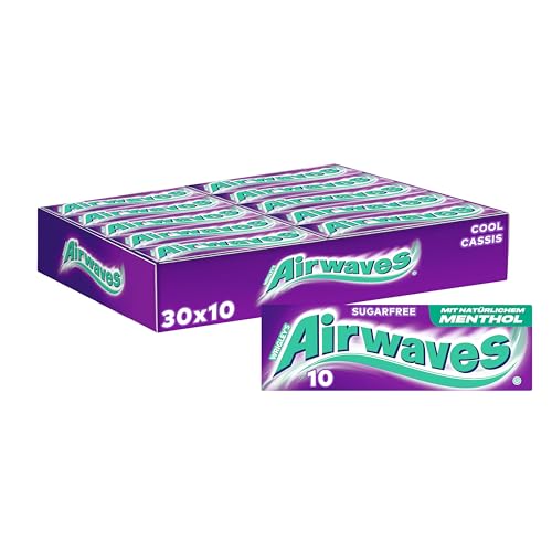 Airwaves Kaugummi Zuckerfrei, Cool Cassis Gum, 30 x 10 Dragees, Großpackung Chewing Gum, Mit Natürlichem Menthol, Kaugummi ohne Zucker mit Minz Frische (300 Dragees) 1