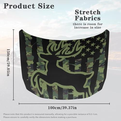 Image of Elk Green American Flag Hook Covers for Cars Waterproof UV-Resistant Engine Protection Cover Elastic Band Fixation Fits Most Cars