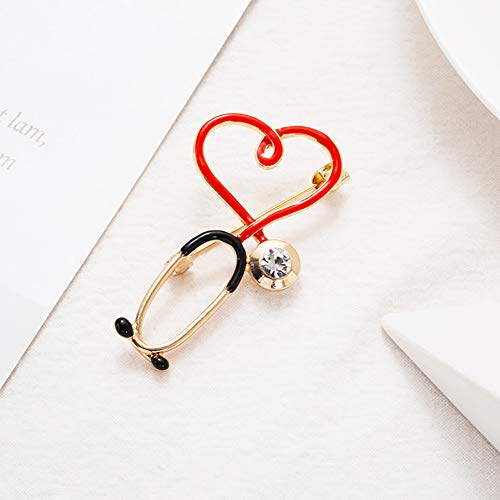 Image of Nurse Pin Stethoscope Pins Cuterus Heart-Shaped Pins Lapel Pin Personality Medical Jewelry for Women Nurse Accessories Gifts Hat Lapel Pins(Gold)