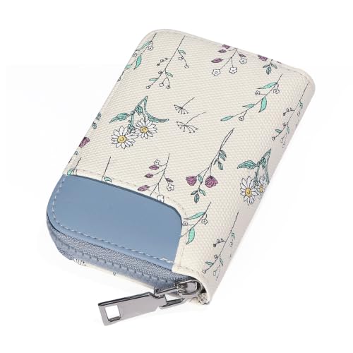Image of GAEKEAO Credit Card Holder for Women RFID Blocking Small Purse Vegan Leather Zipper Accordion Card Case with ID Window