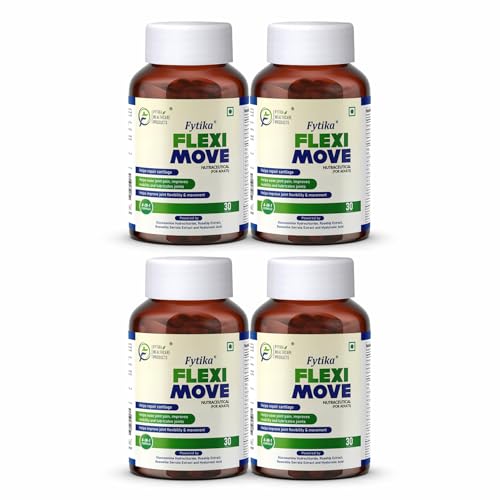 Image of Fytika Flexi Move Joint Support Supplement with Glucosamine Rosehip & Boswellia Serrata for Men & Women | Supports Bone Joint Cartilage Flexibility & Mobility Health | 120 Tablets Pack of 4