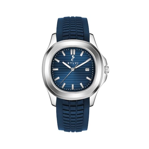 Image of Sylvi Urbanic Men's Analog Watch with Date Display, Silicone Strap, Water Resistant