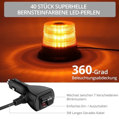 Rundumleuchte Justech 40 LED mit Blitzfunktion und 7 Modi