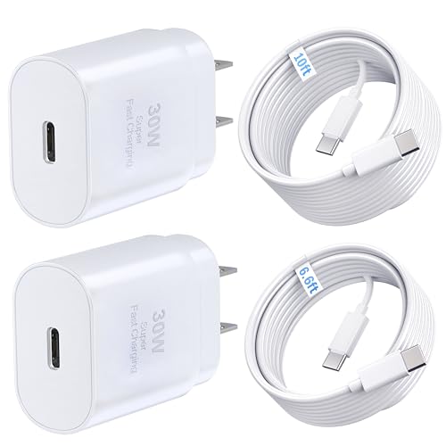 iPhone 15 16 Charger, 30W Super Fast Charging, USB C Block Type C Cable Cord [ 6.6ft + 10ft ] for iPhone 16,16 Plus,16 Pro,16 Pro Max, iPhone15, iPad Pro 12.9/11, Galaxy S25, S24,S23-2Pack