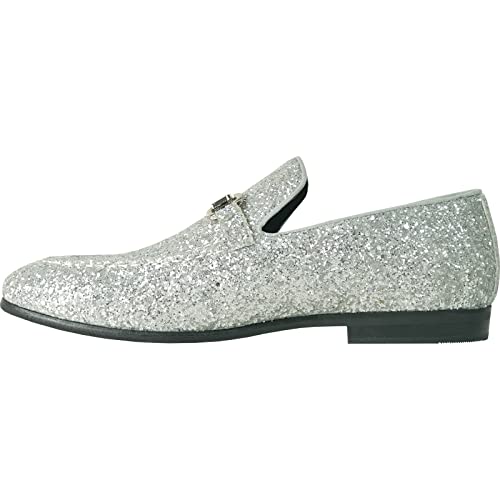 Image of bravo! Men Dress Shoe Prom Slip-on Loafer Lace-up Oxford Cap Toe Metallic Glitter for Wedding Prom Black Blue Green Gold Pink Pewter Purple Silver Red