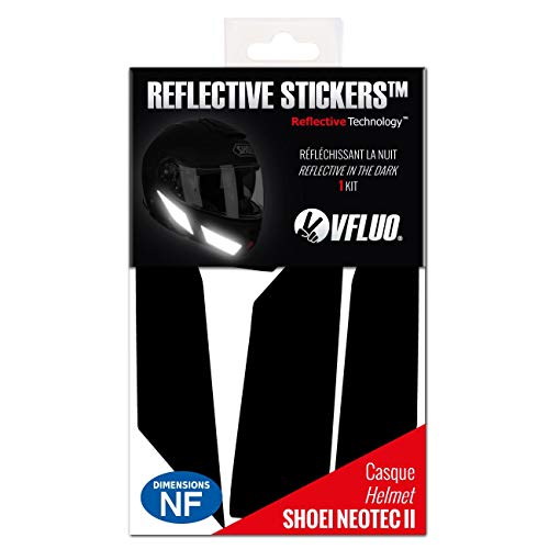 VFLUO NEOTECII™, retro reflective 5 stickers kit made for SHOEI NEOTECII™ and adaptable to all helmets, 3M Technology™, Black