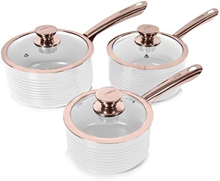 Tower T800000RB Linear Non Stick Induction Frying Pans Set, Cerasure Coating, Black And Rose Gold, 2 Piece, 24/28 cm