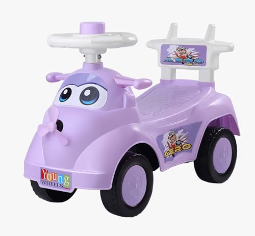 Image of Kids Ride On Purple Car for Toddlers with Steering Wheel & Backrest | Foot to Floor Baby Push Car | Indoor Outdoor | Strong Wheels & Comfortable Seat | Racing Design for Boys & Girls (1-3 Years)