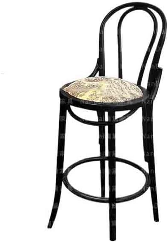 Kitchen Counter Barstool Rustic Style Bar Stool Vintage Style Solid Wood High Stool Island Table Scandinavian High Back Chair for Home Use Bar Stools(Brown)