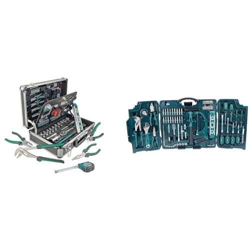 Brüder Mannesmann Werkzeuge 90-teilig Werkzeug-Koffer, 1 Stück, M29067 & M29085 Premium Universal und Haushalts-Werkzeugkoffer, Blau, 89-tlg