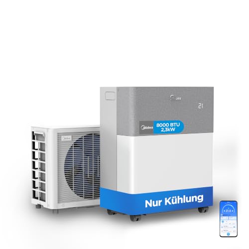 Midea Portasplit Cool Mobile Klimaanlage nur Kühlung A++ 8000 BTU 2 3kW für Räume bis zu 28 m / 70 m nur 38 dB(A) im Silent-Modus