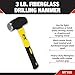 Performance Tool M7105 Heavy Duty Fiberglass Handle Hammer with Anti-Shock Rubber Cushion Grip and Mirror Polished Striking Face, 11-Inch Handle