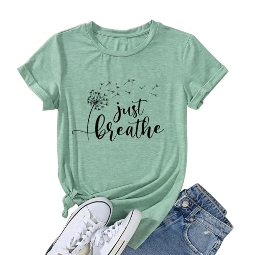 Image of Womens Dandelion T Shirts Sunflower Graphic Short Sleeve Casual Tops