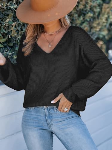 Image of CUPSHE Sweaters for Women Bow Pullover Knit Tops | Long Sleeve V Neck Pullover Sweaters, Soft and Cozy Fabrics, Relaxed Fit, Fall Clothes, Winter Clothing, Cute Fashion