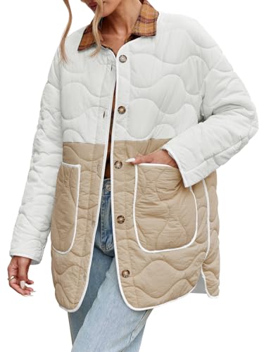 Tankaneo Womens Quilted Lightweight Jackets Mid Length Collarless