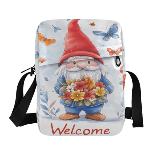 Vivid Color Flowers Cute Gnome messenger bag crossbody cross body bag Shoulder Handbags Adjustable Strap for business Travel