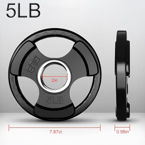 Olympic Rubber Grip Plates for Barbell, 2-Inch Weight Plates for Weight lifting and Strength Weights Training in Home & Gym - Image 3