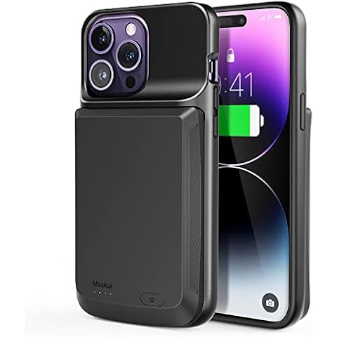 Maskui Akku Hülle für iPhone 14 Pro Max/iPhone 14 Plus Akkuhülle 10000mAh Handyhülle Akku Zusatzakku Ladehülle Schlanke Tragbare Kabellos Extended Ladehülle Wiederaufladbare Schutzhülle [6,7 Zoll] Cover