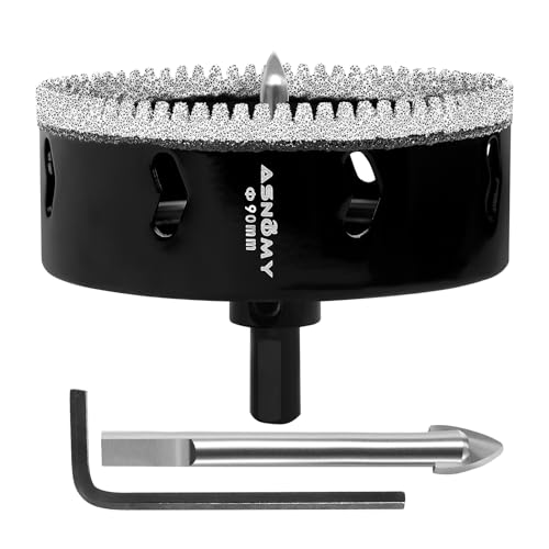 ASNOMY Scie Cloche Diamantée de 90 mm avec Mèche Pilote, Foret Trépan Diamanté Denté...