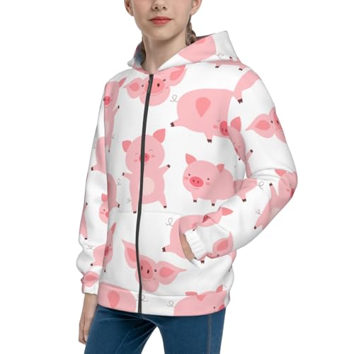 Kawaii Pigs Kid Hoodies Boys Zip Up Sweatshirts Girls Pullover with Pocket