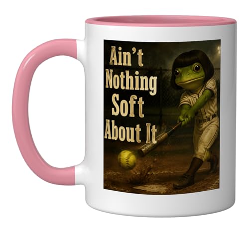 Taza de cerámica rosa/blanca 11 onzas miniatura 1