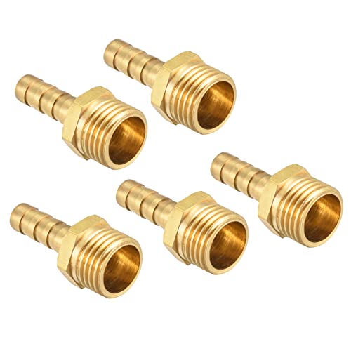 QUARKZMAN Raccord Cannelé G1/4 Filet Mâle 6mm x 5PCS - Laiton Droit Pour Tuyau Air, Eau, Carburant, Pneumatique - Or