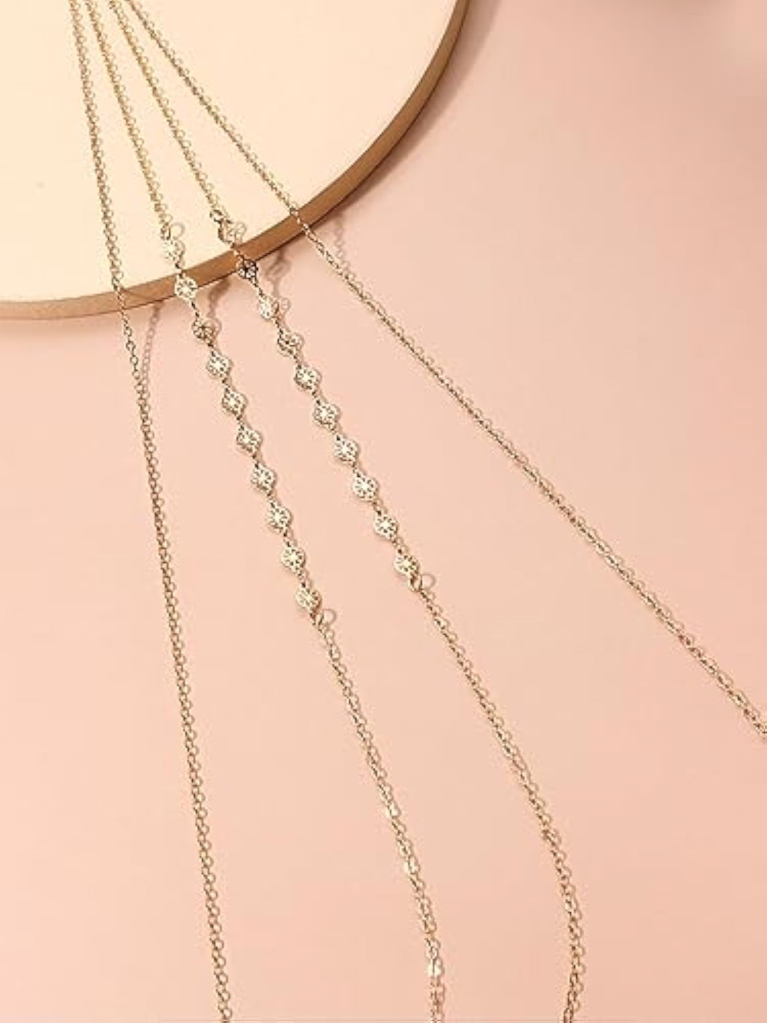 Women's Layered Gold Toned Body Chain, Elegant Design