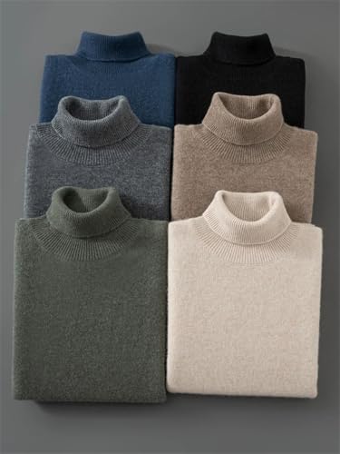 Men High Collar Cashmere Blend Pullover Sweater Fall Winter Soft Warm Thick Causal Knit Jumper2