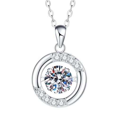 Moissanite Necklace for Women, 1 Carat Moissanite Halo Pendant Necklace for Wife, Mom Anniversary Birthday Jewelry Gifts