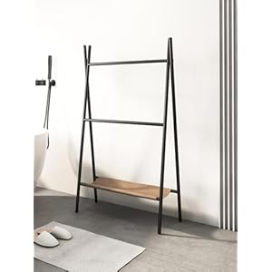 Freestandingtowelstandquiltrackwithshelf2tiermetaltowelholderforbathroomblanketladderdisplaystandfloorstandingtowelracksvart Urban Country Home Decor Freestanding towel stand quilt rack with shelf 2 tier metal towel holder for bathroom blanket ladder display stand floor standing towel rack svart urban country home decor