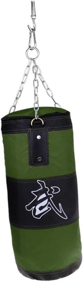 Detachable Canvas Hollow Boxing Bag 50cm- Adjustable Weight, Reinforced for Stability - Stress Relief, Self ion, MMA Training - for DIY Fillers - Olive Green