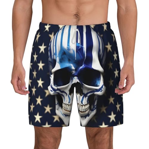 Short de bain homme anti-irritation avec doublure compression étoiles bleu