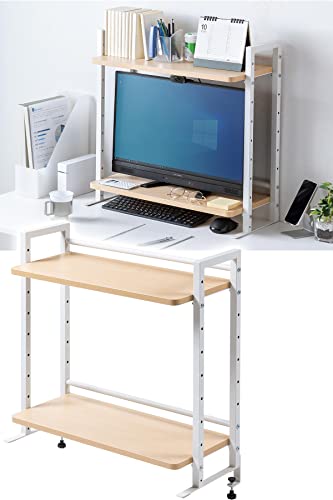 サンワダイレクト 机上ラック 幅60cm クランプ式 棚 高さ調整 ライトブラウン 100-MR186LMの商品画像（Amazon）