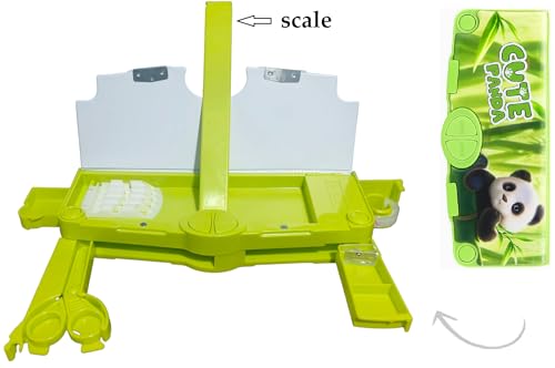 Image of Umadiya Plastic Branded Multi-Functional Pencil Box for Kids, Panda Pencil Box for Boys & Girls, Magnetic Pencil Box for Boys, Kids with Accessories. (Lime Green)