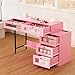 Waktavel Manicure Table Nail Desk Makeup Vanity Desk, Professional Nail Station Beauty Technician Desk with Storage Drawers for Girls Bedroom Living Room Home Office