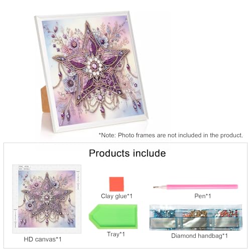 Image of Tontut Diamond Art Painting Kit, Purple Pentagram Adult 5D DIY Diamond Art Set for Gift Wall Decoration, Suitable for Office, or Home Wall Decoration