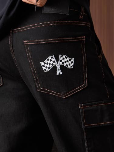 Image of The Souled Store Straight-Fit Denim: Men and Boys Cotton Blend Straight Fit Cargo Pockets Lightweight Everyday All-Season Denim Jeans
