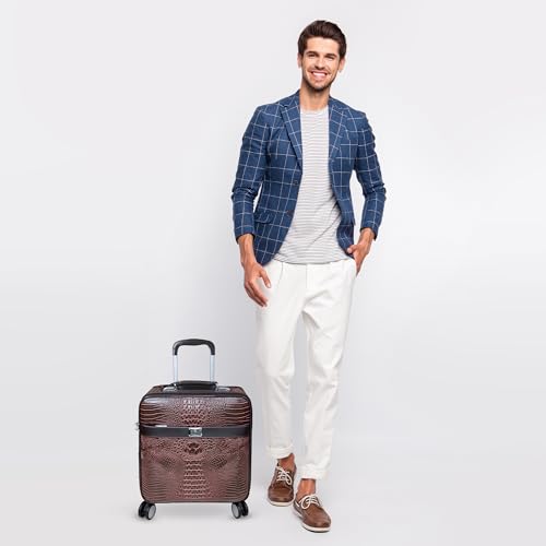 Image of THE CLOWNFISH Drift Small 16inch Cabin Trolley Bag for Travel|Hard Suitcase for Travel with Aluminium Trolley, Wheels, 360 Degree Rotation, Oxford Fabric Material - Brown