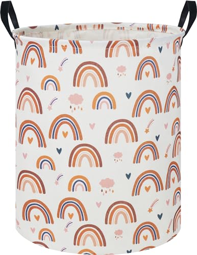 Image of NTAOHAMPER Kids Laundry Hamper,Rainbow Laundry Basket,Baby Nursery Hamper,Waterproof Storage Bin,Clothes Organizer Basket,Room Decor(Yellow Rainbow)
