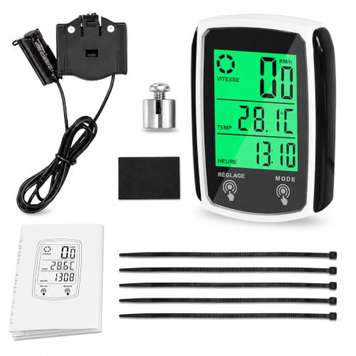 Ciclocomputador para bicicleta, velocímetro, 19 funciones, multifunción, IP54, resistente al agua, pantalla LCD, cuentakilómetros, luz de fondo con cable, despertar automático StartStop