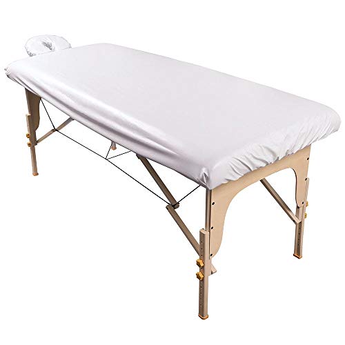 ForPro Waterproof Spa Treatment Massage Sheet Set, White, Machine-Washable, for Massage Tables, Includes Massage Fitted Sheet and Massage Face Rest Cover