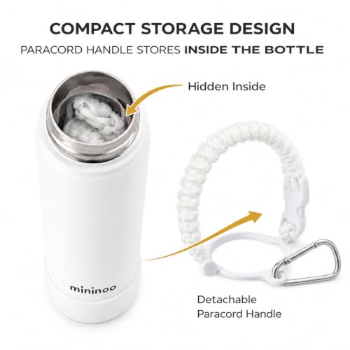 Image of mininoo 24 oz Insulated Stainless Steel Water Bottle with Straw, White