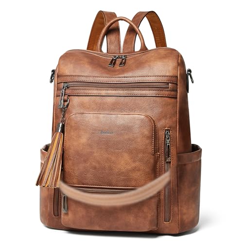 Shrrie rucksack damen elegant geeignet für 15,6Zoll-Notebooks Langlebig wasserdicht Damen aus Leder mit Laptopfach,Reiserucksack Lederrucksack Schulrucksack mit Geldbörse Wasserdicht Arbeit Business