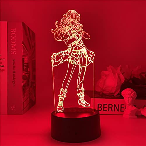 YUE APO Genshin Nachtlicht Anime Figur Lampe Impact Venti Nachtlicht 3D Illusion Spiel Licht für Schlafzimmer Dekor LED-Licht Atmosphäre Nachttisch Kinder Fernbedienung,Diluc Cover